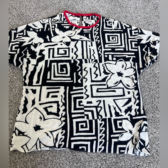 Vtg Jo Hardin Abstract Print Slit Midi Skirt Short Sleeve Top Co Ord Set Size 12 - Picture 2 of 15